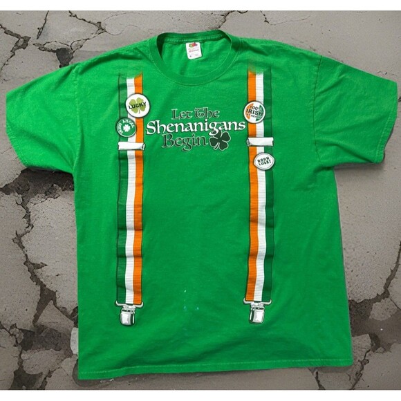 100% IRISH "LET THE SHENANIGANS BEGIN" PARTY SHIRT - Picture 1 of 4